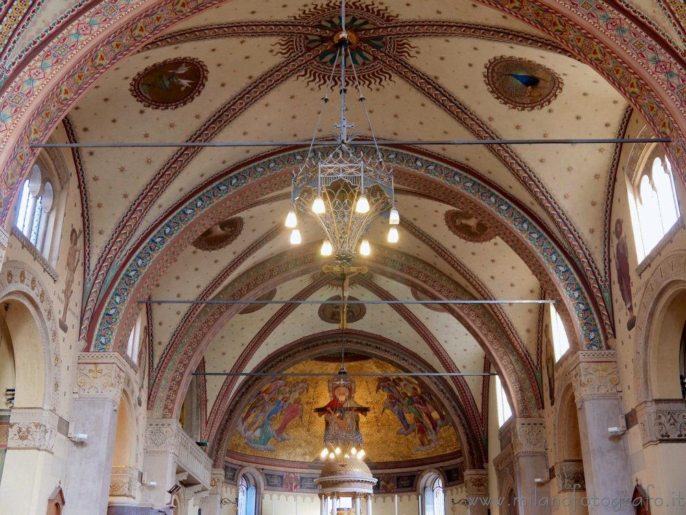 Milan (Italy) - Decorated ceiling of the Basilica of San Calimero